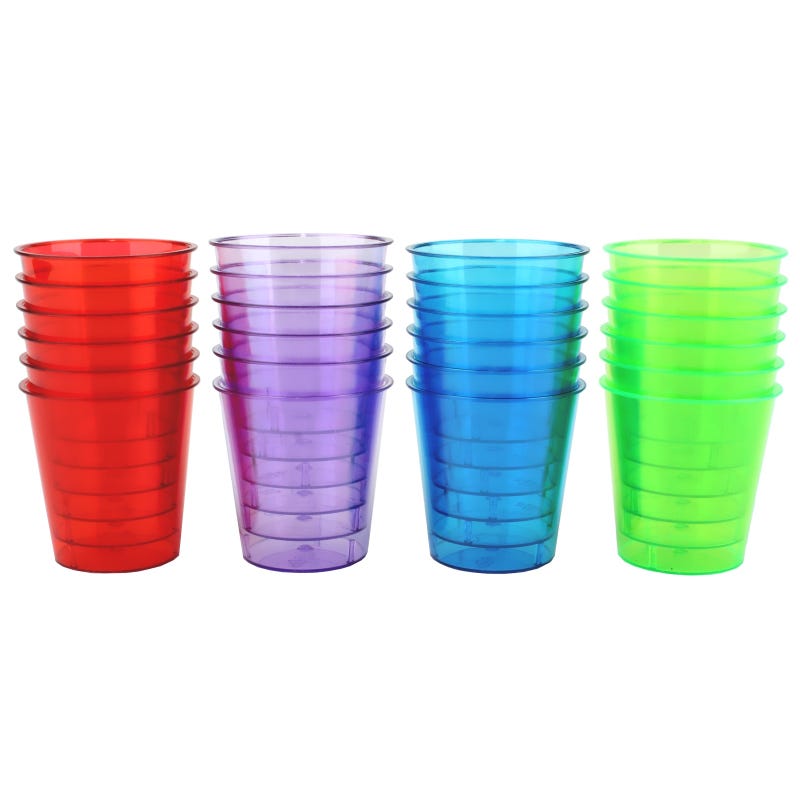 Coloured Plastic Shot Glasses (Pack of 24)