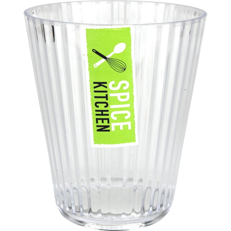 Clear Plastic Ribbed Tumbler Cup 350ml