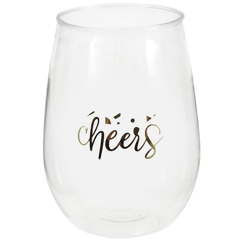 Cheers Plastic Stemless Wine Glass 443ml (15oz)