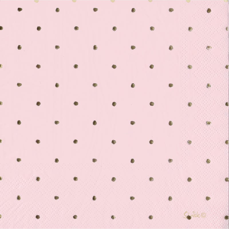 Pink and Gold Foil Dot Large Napkins / Serviettes (Pack of 20)