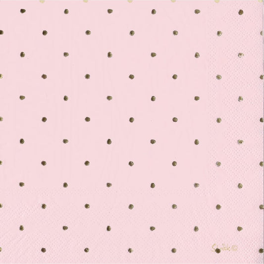 Pink and Gold Foil Dot Large Napkins / Serviettes (Pack of 20)