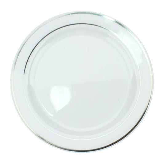 Silver Dual Trim Small Plastic Plates (Pack of 6)