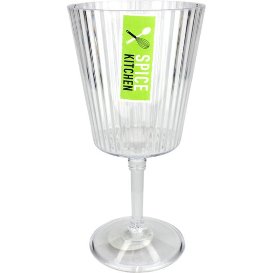 Clear Plastic Ribbed Wine Glass 400ml