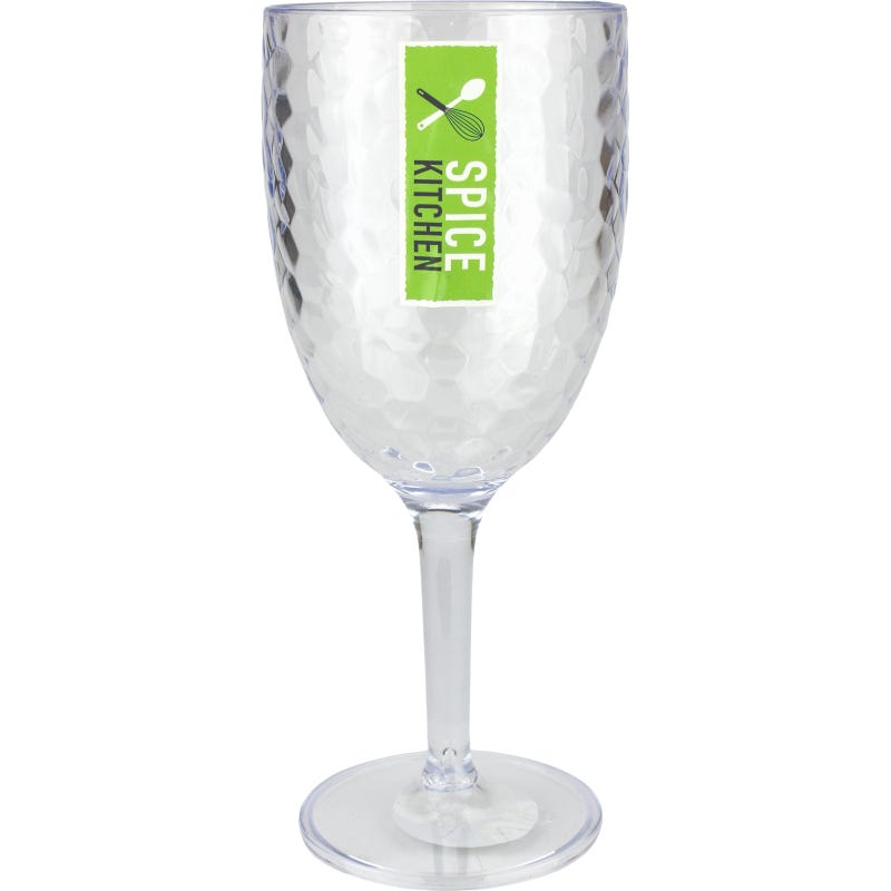 Clear Plastic Ripple Wine Glass 350ml