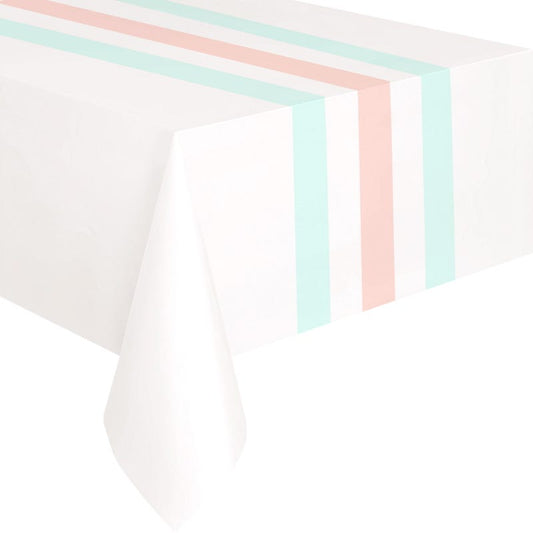 Pastel Stripe Plastic Tablecloth