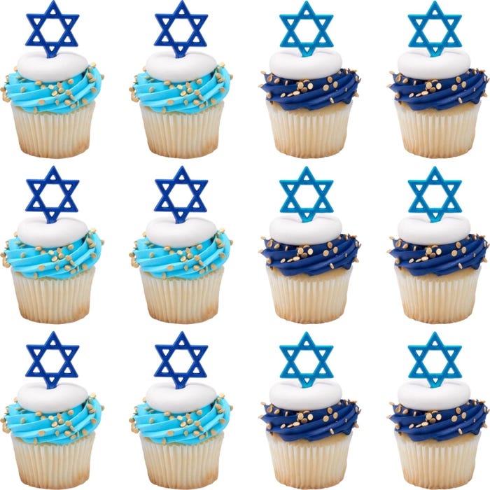 Blue Star of David Cupcake Picks (Pack of 12)