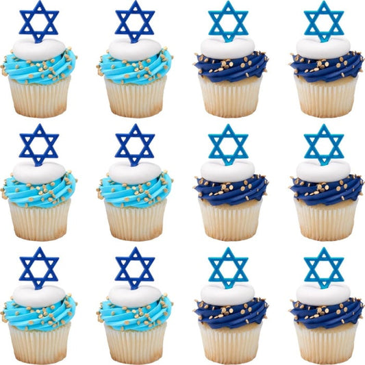 Blue Star of David Cupcake Picks (Pack of 12)