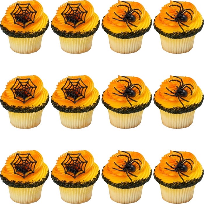 Spider and Web Cupcake Rings (Pack of 12)