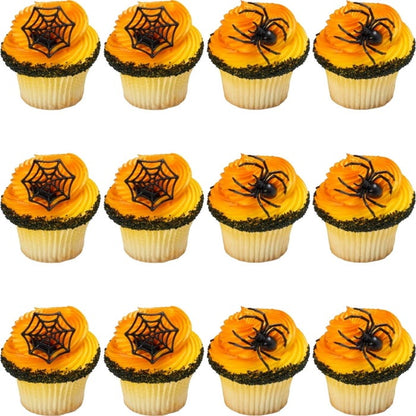 Spider and Web Cupcake Rings (Pack of 12)