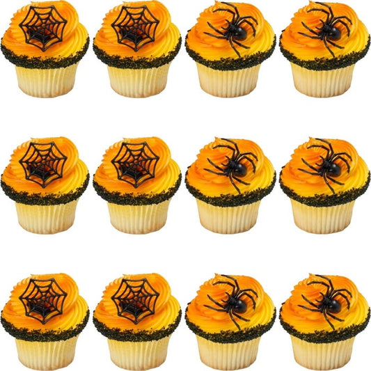 Spider and Web Cupcake Rings (Pack of 12)