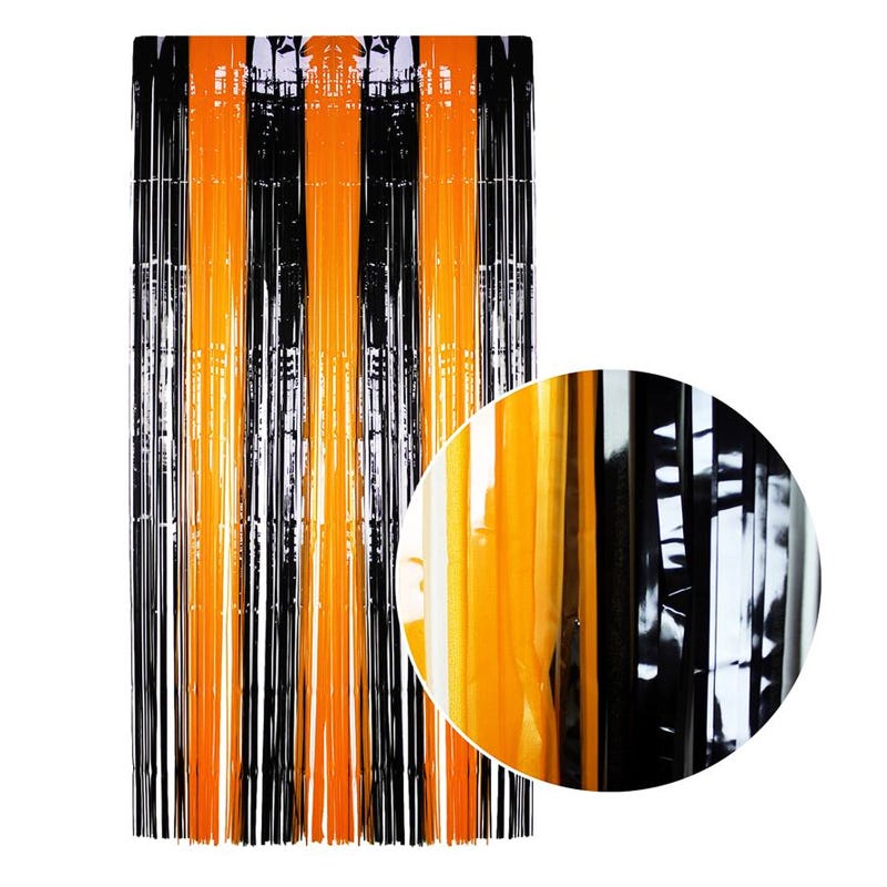 Orange & Black Plastic Door Curtain 100cm x 200cm