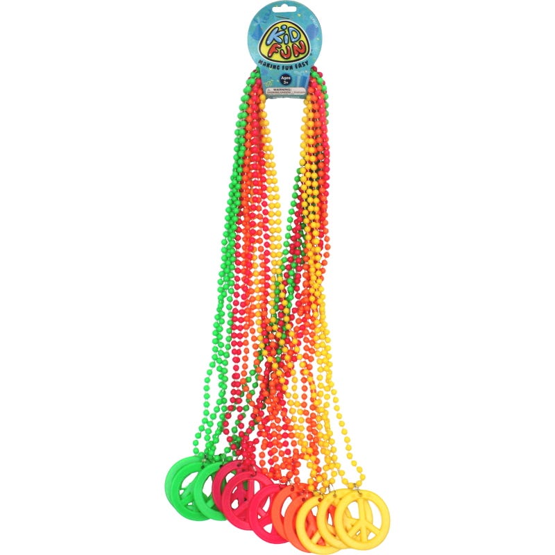 Neon Peace Sign Necklaces (Pack of 12)