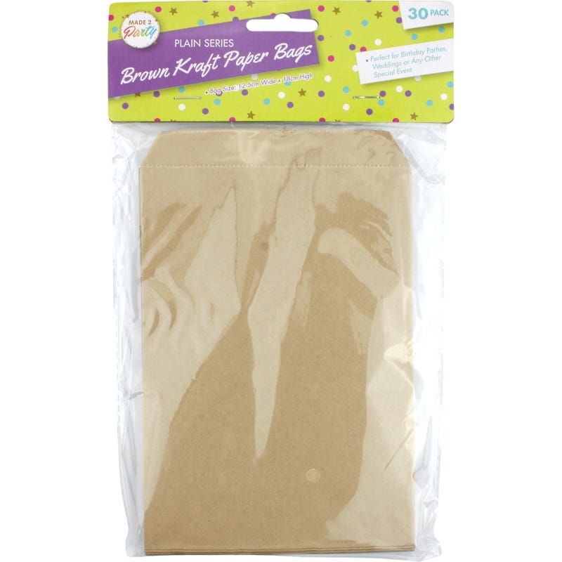 Brown Kraft Paper Treat Bags 18cm (Pack of 30)