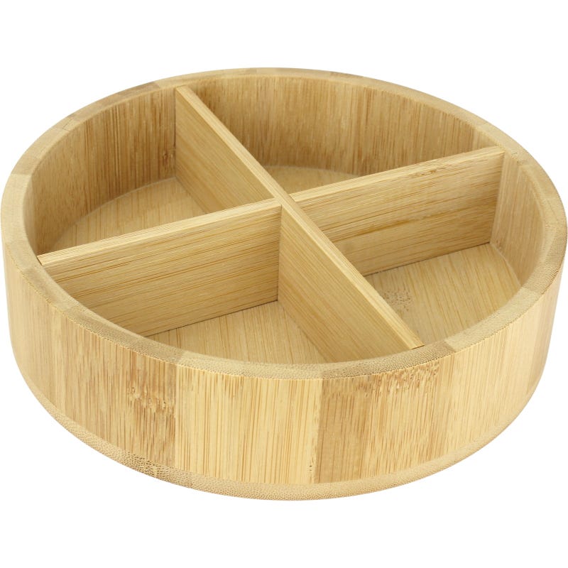 Boxsweden Bamboo 4 Section Round Tray 20cm x 20cm x 5cm