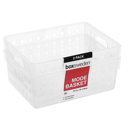 Clear Plastic Mode Basket 17.5cm x 12cm x 6cm (Pack of 2)