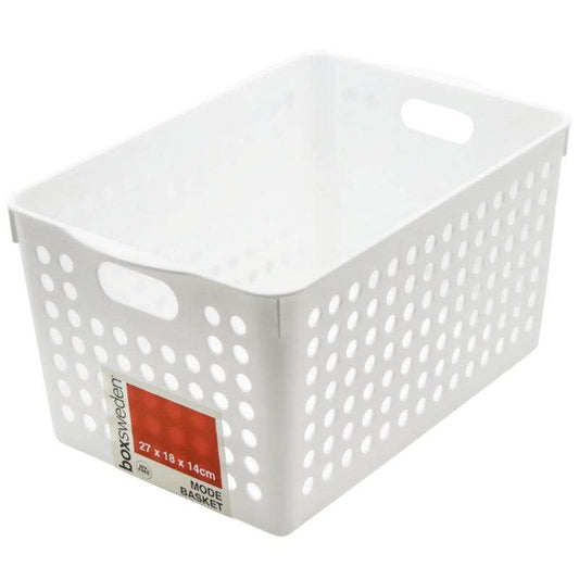 White Plastic Mode Basket 27 x 18 x 14cm