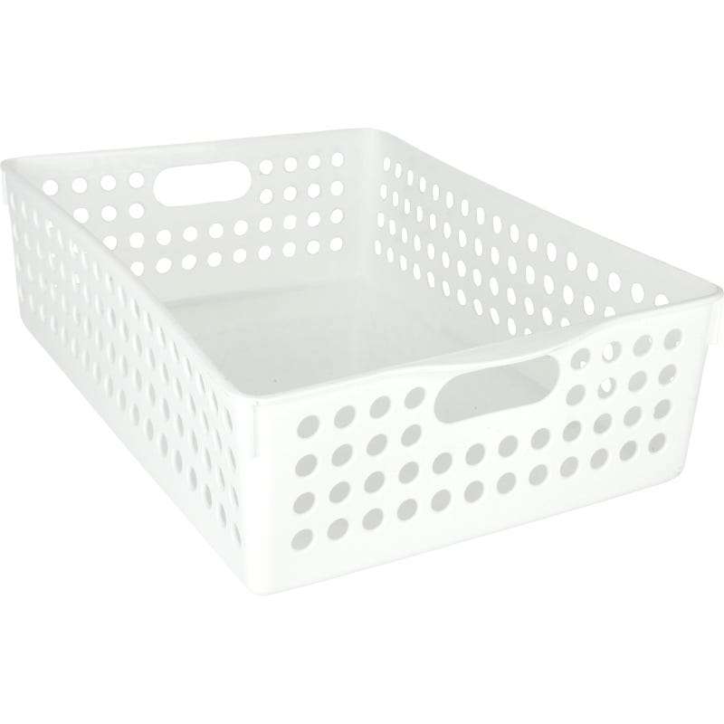 White Plastic Mode Basket 30cm x 21cm x 8.5cm