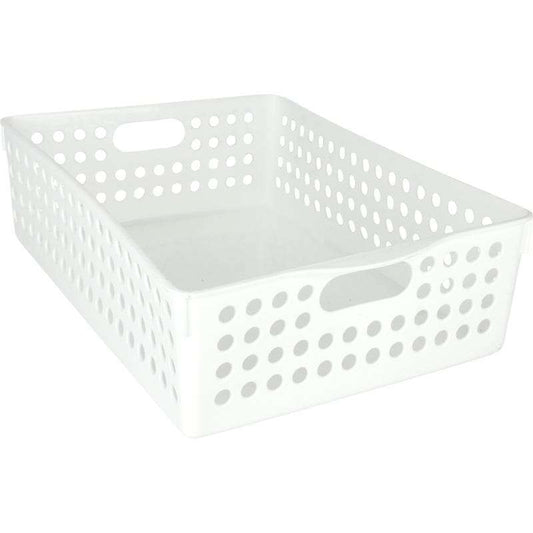 White Plastic Mode Basket 30cm x 21cm x 8.5cm