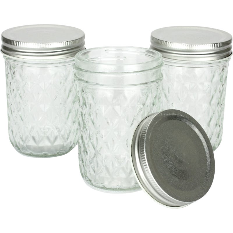 Quilted Screw Top Glass Conserve Jars 220ml (Set of 3)