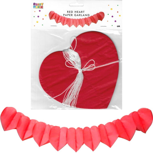 Red Heart Tissue Paper Garland Banner