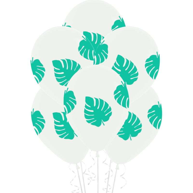 White Palm Leaf Print Balloons (Pack of 6)