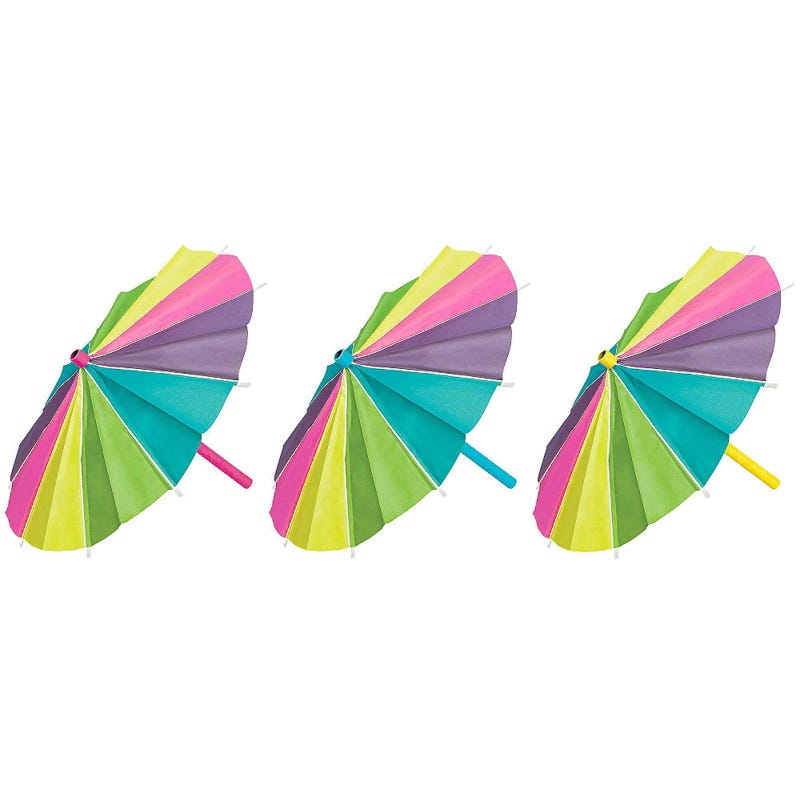 Luau Rainbow Umbrella Decorations (Set of 3)