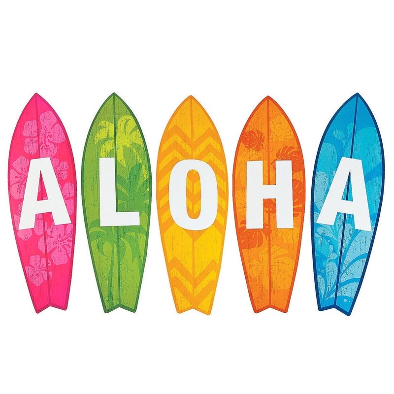 Aloha Surfboard Cutouts (Pack of 5)