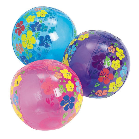 Colourful Hibiscus Inflatable Mini Beach Balls (Pack of 12)