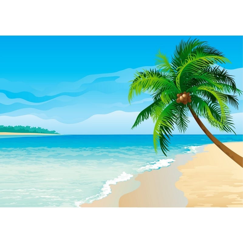 Tropical Island Large Fabric Wall Backdrop