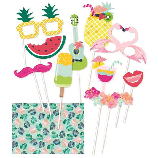 Tropical Party Photo Booth Props and Backdrop