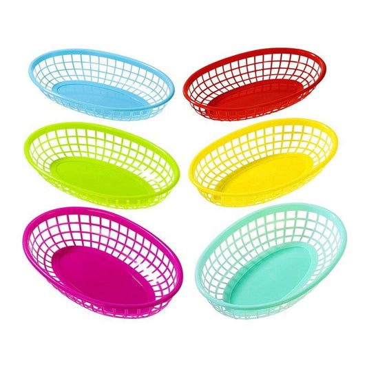 Coloured Plastic Snack Baskets (Pack of 6)