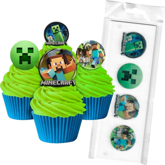 Minecraft Edible Wafer Cupcake Toppers (Pack of 16)