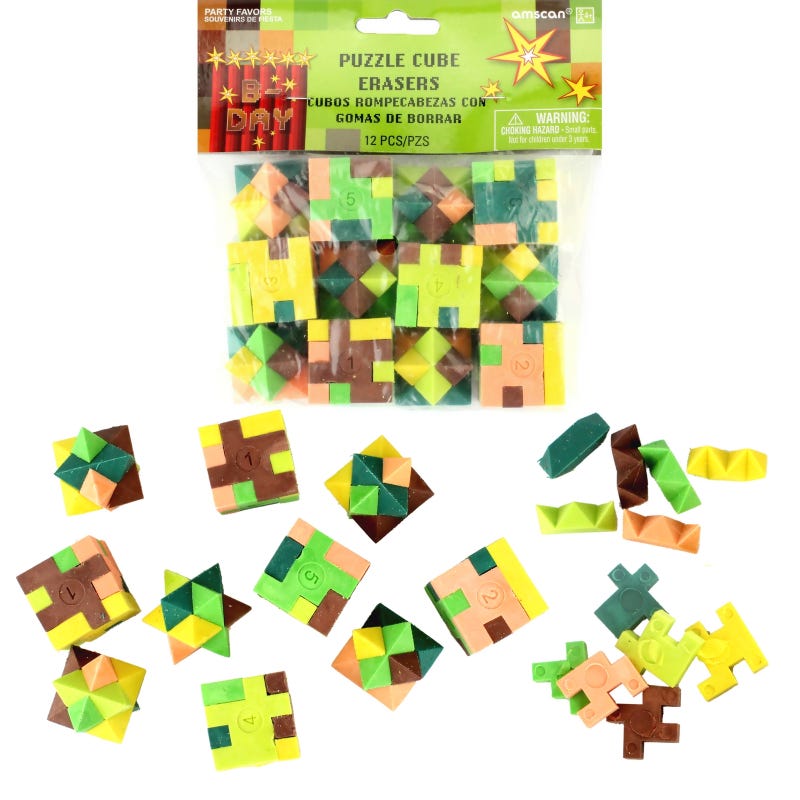 TNT Party Puzzle Cube Erasers (Pack of 12)