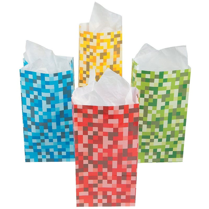 Pixel Pattern Paper Favour Bags (Pack of 12)