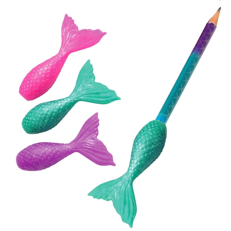 Mermaid Tail Pencil Toppers (Pack of 6)