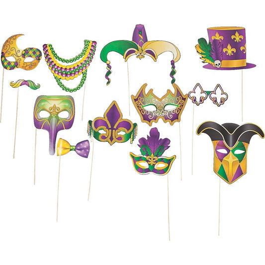 Mardi Gras Parade Photo Booth Props (Pack of 13)