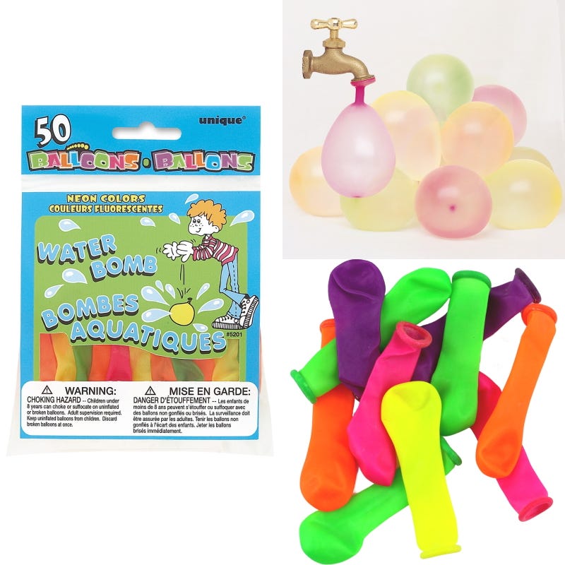 Assorted Neon Colour Water Bomb Balloons (Pack of 50)