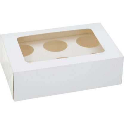 White Cupcake Box with Window (6 Cup)