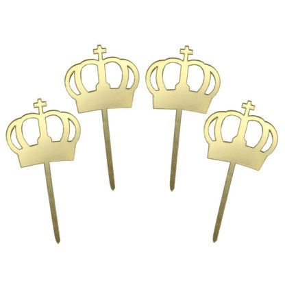 Gold Crown Cupcake Toppers (Pack of 4)