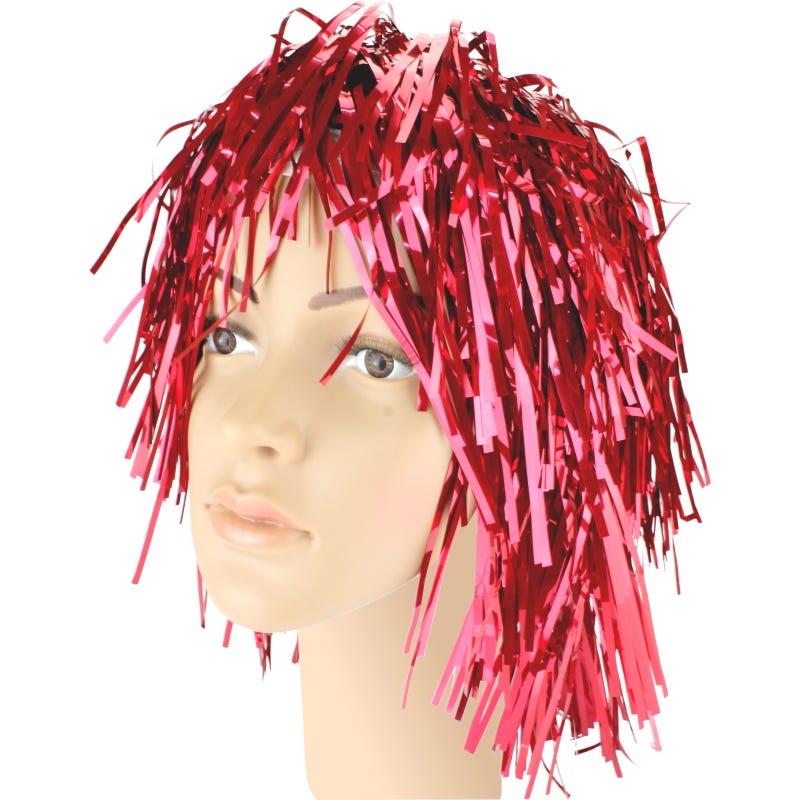 Red Tinsel Wig