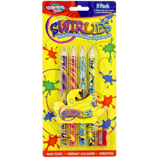 Swirlies Rainbow Pencils (Pack of 4)