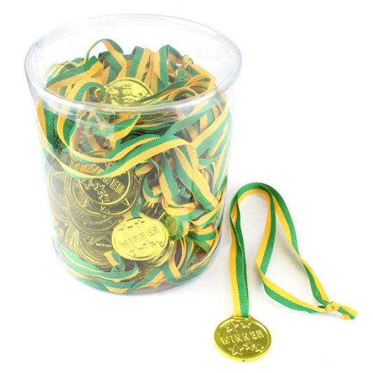 Plastic Gold Winner Medals (Bulk Pack of 100)