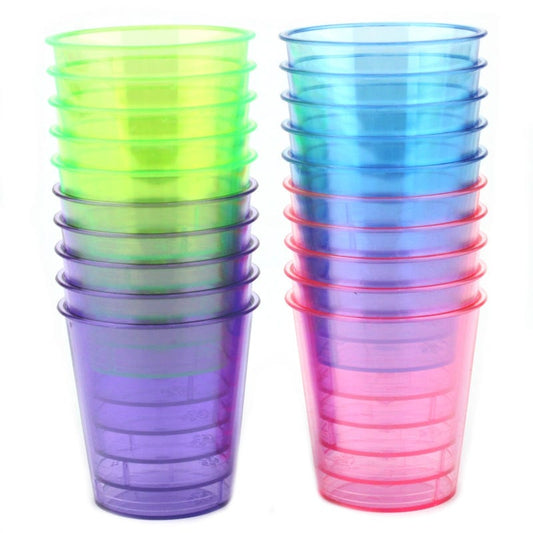 Coloured Plastic Shot Glasses (Pack of 20)