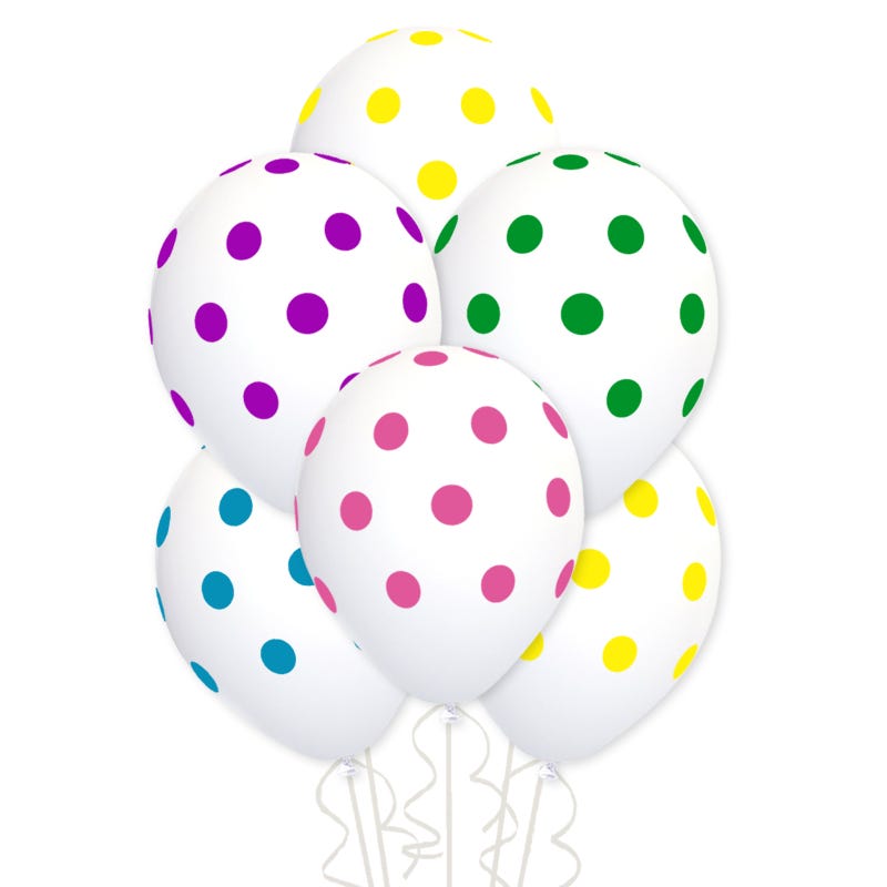 Assorted Polkadot White Balloons 30cm (Pack of 10)