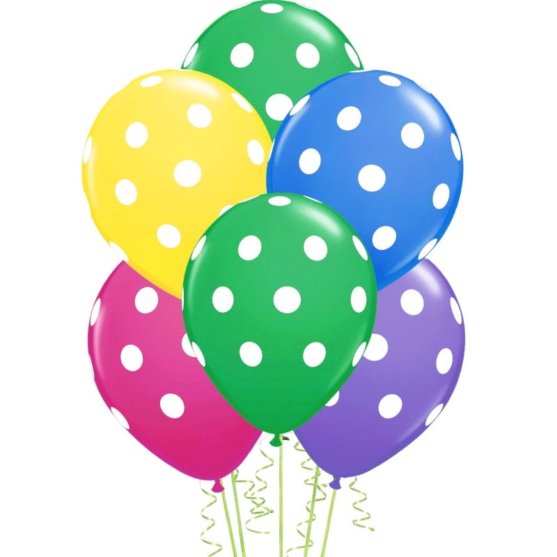 Assorted Polkadot Balloons 30cm (Pack of 10)