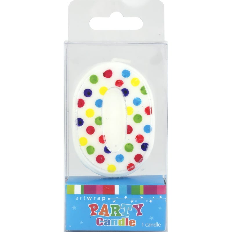 Rainbow Polka Dot Number 0 Candle