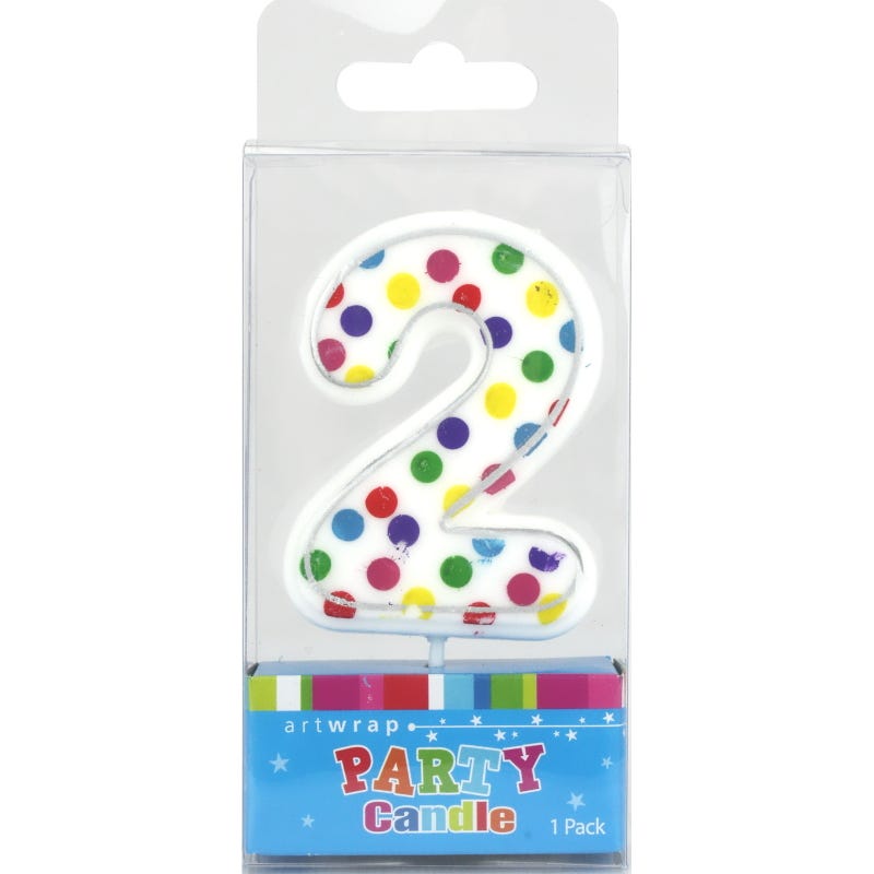 Rainbow Polka Dot Number 2 Candle