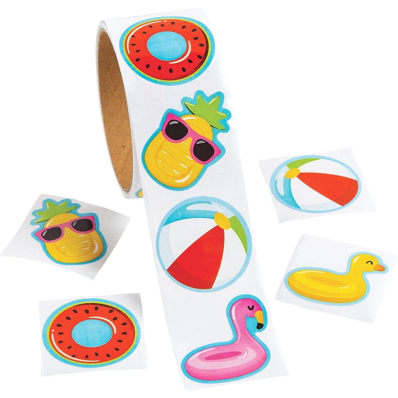 Pool Party Jumbo Stickers (Roll of 100)