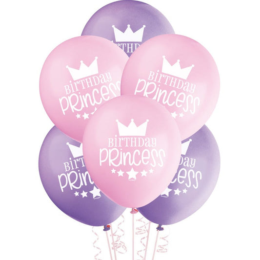 Birthday Princess Balloons (Pack of 8)