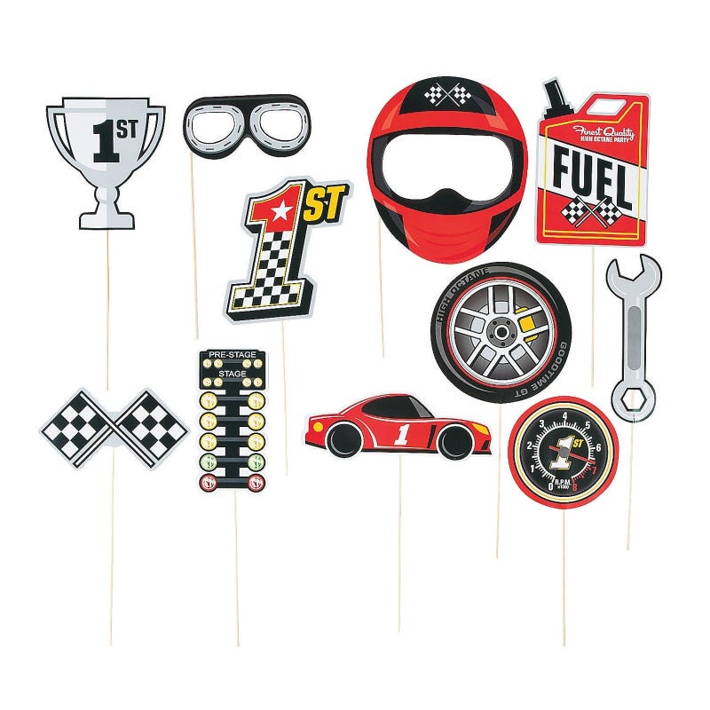 Racing Photo Booth Prop Set (Pack of 12)